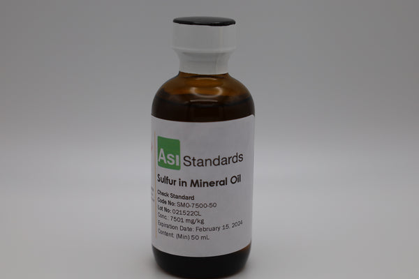 Estándar de verificación de azufre en aceite mineral: concentración ultrabaja