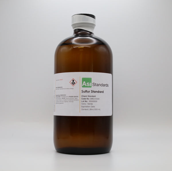 Azufre como polisulfuros en estándares de calibración de aceite mineral, 13 estándares, 0-1000 mg/kg