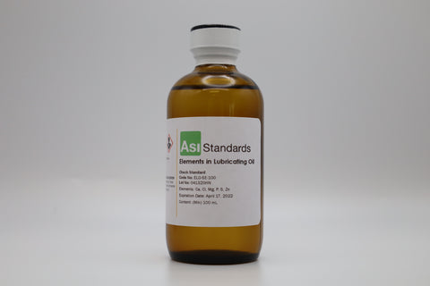 Elementos de los estándares de calibración de aceites lubricantes, 17 estándares por juego. Concentraciones ASTM aleatorizadas para Ca, Mg, P, S, Zn