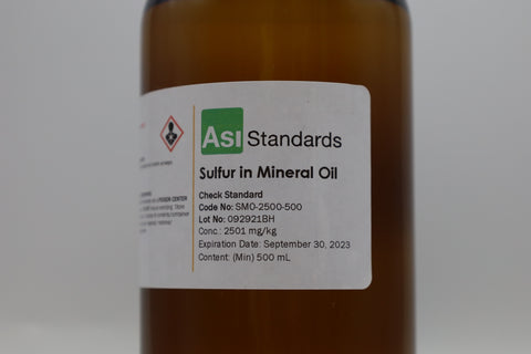 Estándar de verificación de azufre en aceite mineral pesado: baja concentración