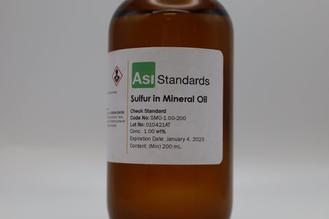 Kundenspezifischer Kalibrierungsstandardssatz für Schwefel in schwerem Mineralöl, 6–10 Standards pro Satz.