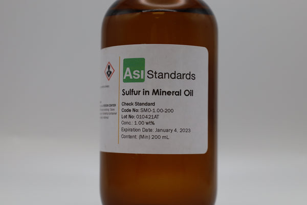 Estándar de verificación de azufre en aceite mineral pesado: concentración ultrabaja