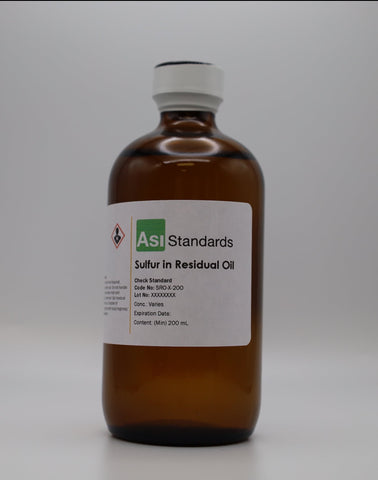 Conjunto de estándares de calibración personalizados de azufre en aceite residual, 6-10 estándares por conjunto.